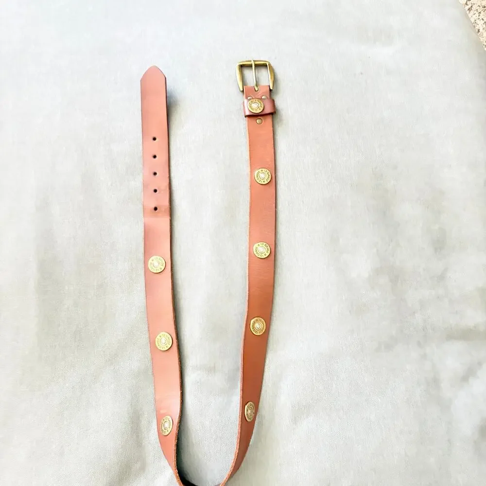 Nocona Belt Co Genuine Leather Belt Size 38  Shotgun Shell Western Brown